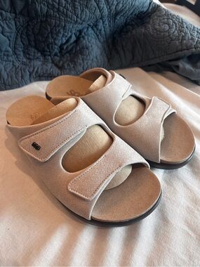 SAS Cozy Web Linen Comfort Slide Sandals Women’s 7.5 Wide Made in USA NIB